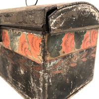 Very Lovely Early Tole Painted Box with Carrying Loop