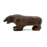 Old Folk Art Sewer Tile Bear with Flat Back, Wrapped Tail, and Cypher