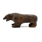 Old Folk Art Sewer Tile Bear with Flat Back, Wrapped Tail, and Cypher