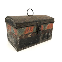Very Lovely Early Tole Painted Box with Carrying Loop