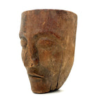Old Carved Wooden Face with Rich Patina (Including Nailed Repair and Worm Holes)