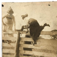Jumping the Fence, Wonderful Antique Snapshot