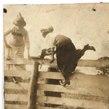 Jumping the Fence, Wonderful Antique Snapshot