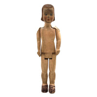 Determined Looking Hand-carved, Jointed Doll with Painted Face