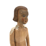 Determined Looking Hand-carved, Jointed Doll with Painted Face