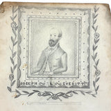 Many Times Framed 1870s-80s Naive Graphite Portrait of Joseph L. Everitt (with Architectural Drawing on Reverse)