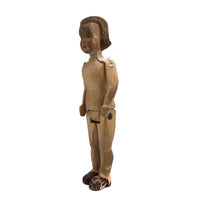 Determined Looking Hand-carved, Jointed Doll with Painted Face