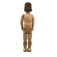 Determined Looking Hand-carved, Jointed Doll with Painted Face