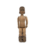 Determined Looking Hand-carved, Jointed Doll with Painted Face