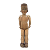Determined Looking Hand-carved, Jointed Doll with Painted Face