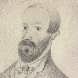 Many Times Framed 1870s-80s Naive Graphite Portrait of Joseph L. Everitt (with Architectural Drawing on Reverse)