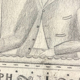 Many Times Framed 1870s-80s Naive Graphite Portrait of Joseph L. Everitt (with Architectural Drawing on Reverse)