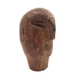 Stylized Modernist Carved Wood Head,  Early-Mid 20th C., SIgned