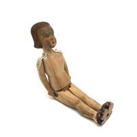 Determined Looking Hand-carved, Jointed Doll with Painted Face