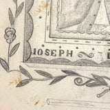 Many Times Framed 1870s-80s Naive Graphite Portrait of Joseph L. Everitt (with Architectural Drawing on Reverse)