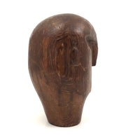 Stylized Modernist Carved Wood Head,  Early-Mid 20th C., SIgned