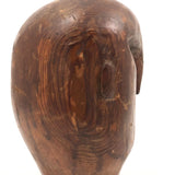 Stylized Modernist Carved Wood Head,  Early-Mid 20th C., SIgned
