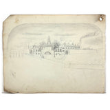 Many Times Framed 1870s-80s Naive Graphite Portrait of Joseph L. Everitt (with Architectural Drawing on Reverse)