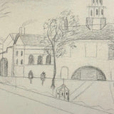 Many Times Framed 1870s-80s Naive Graphite Portrait of Joseph L. Everitt (with Architectural Drawing on Reverse)