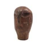 Stylized Modernist Carved Wood Head,  Early-Mid 20th C., SIgned