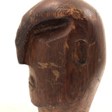 Stylized Modernist Carved Wood Head,  Early-Mid 20th C., SIgned