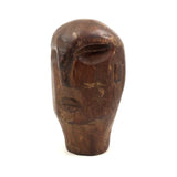 Stylized Modernist Carved Wood Head,  Early-Mid 20th C., SIgned