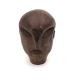 Stylized Modernist Carved Wood Head,  Early-Mid 20th C., SIgned