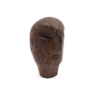 Stylized Modernist Carved Wood Head,  Early-Mid 20th C., SIgned