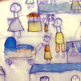 Booths, Balloons, Baby Carriages, Puppet Show, Marvelous Naive Watercolor of Busy Scene