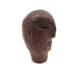 Stylized Modernist Carved Wood Head,  Early-Mid 20th C., SIgned