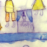 Booths, Balloons, Baby Carriages, Puppet Show, Marvelous Naive Watercolor of Busy Scene