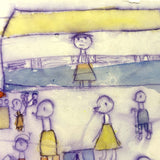 Booths, Balloons, Baby Carriages, Puppet Show, Marvelous Naive Watercolor of Busy Scene