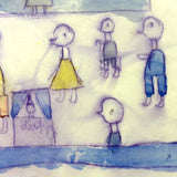 Booths, Balloons, Baby Carriages, Puppet Show, Marvelous Naive Watercolor of Busy Scene