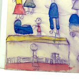 Booths, Balloons, Baby Carriages, Puppet Show, Marvelous Naive Watercolor of Busy Scene