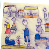 Booths, Balloons, Baby Carriages, Puppet Show, Marvelous Naive Watercolor of Busy Scene