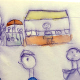 Booths, Balloons, Baby Carriages, Puppet Show, Marvelous Naive Watercolor of Busy Scene