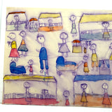 Booths, Balloons, Baby Carriages, Puppet Show, Marvelous Naive Watercolor of Busy Scene