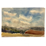 Painterly Mid-late 20th Century Watercolor Landscape, Unsigned (With Ink Drawing on Reverse)