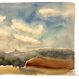 Painterly Mid-late 20th Century Watercolor Landscape, Unsigned (With Ink Drawing on Reverse)