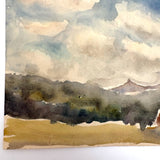Painterly Mid-late 20th Century Watercolor Landscape, Unsigned (With Ink Drawing on Reverse)