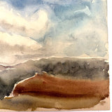 Painterly Mid-late 20th Century Watercolor Landscape, Unsigned (With Ink Drawing on Reverse)