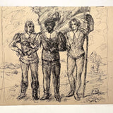 Painterly Mid-late 20th Century Watercolor Landscape, Unsigned (With Ink Drawing on Reverse)