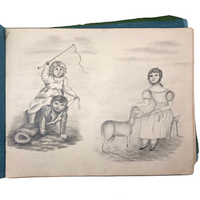 Lucy Jones' Mid 19th C. Sketchbooks (2) Filled with Graphite Drawings