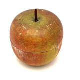 Earliest Painted Treen Apple Box with Carved Stem, Beautifully Worn and Weathered
