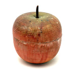 Earliest Painted Treen Apple Box with Carved Stem, Beautifully Worn and Weathered