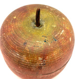 Earliest Painted Treen Apple Box with Carved Stem, Beautifully Worn and Weathered