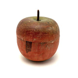 Earliest Painted Treen Apple Box with Carved Stem, Beautifully Worn and Weathered