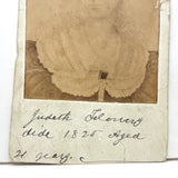 Judith Flowers (?) Dide 1825 Aged 21 Years, Mounted 19th C. Photo of Portrait Painting