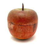 Earliest Painted Treen Apple Box with Carved Stem, Beautifully Worn and Weathered