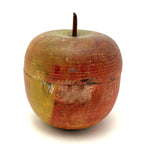Earliest Painted Treen Apple Box with Carved Stem, Beautifully Worn and Weathered